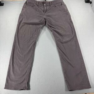 Lucky Brand 121 Slim Straight Pants Mens 38x32 Gray Purple Plum 5 Pocket Twill